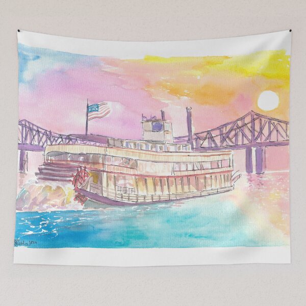 Item preview, Mississippi Steamboat Cruising on Ol Man River into Sunset designed and sold by artshop77.