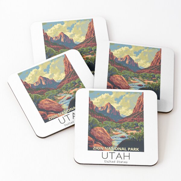 Item preview, A Vintage Travel Illustration of Zion National Park - Utah - US designed and sold by GoodOldVintage.