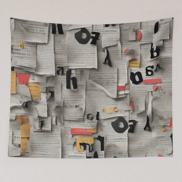 Item preview, Abstract Collage of Torn Paper and Scattered Letters designed and sold by Rostislav Bouda.