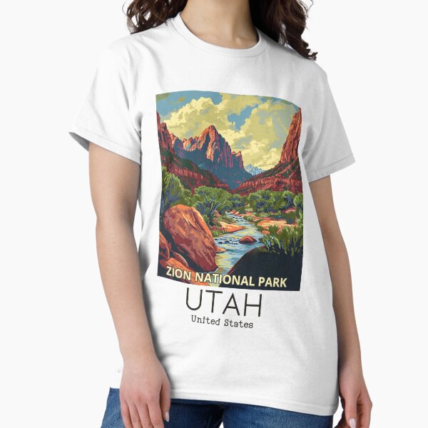 Vista previa del artículo con la obra «Una ilustración de viaje vintage del Parque Nacional Zion - Utah - EE. UU.», diseñado y vendido por GoodOldVintage.
