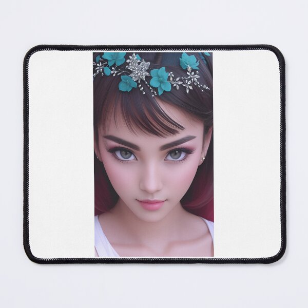 Item preview, AI Lady with blue flowers designed and sold by lusiakotowska.