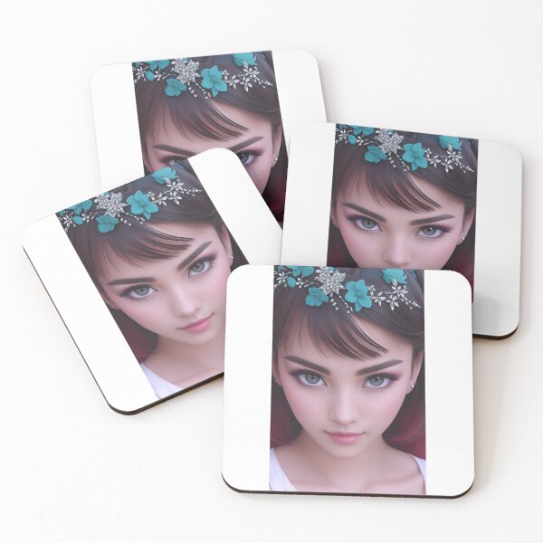 Item preview, AI Lady with blue flowers designed and sold by lusiakotowska.