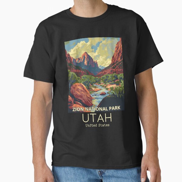 Vista previa del artículo con la obra «Una ilustración de viaje vintage del Parque Nacional Zion - Utah - EE. UU.», diseñado y vendido por GoodOldVintage.