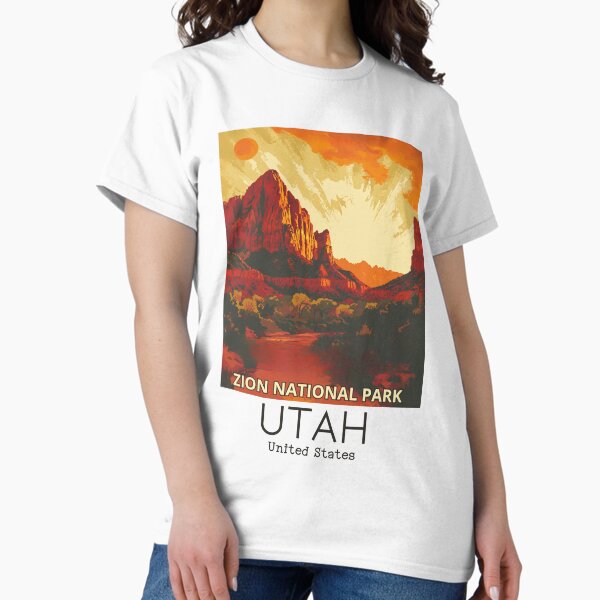 Vista previa del artículo con la obra «Una ilustración de viaje vintage del Parque Nacional Zion - Utah - EE. UU.», diseñado y vendido por GoodOldVintage.
