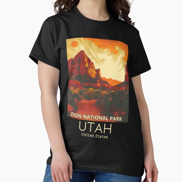 Vista previa del artículo con la obra «Una ilustración de viaje vintage del Parque Nacional Zion - Utah - EE. UU.», diseñado y vendido por GoodOldVintage.
