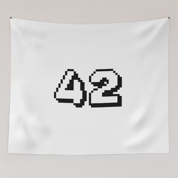 Item preview, 42, forty-two, white, retro video game, 1 up! designed and sold by Numbers-Art.