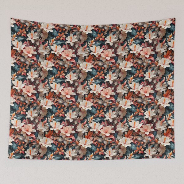 Item preview, Tropical print with exotic white flowers designed and sold by TrishaMcmillan.