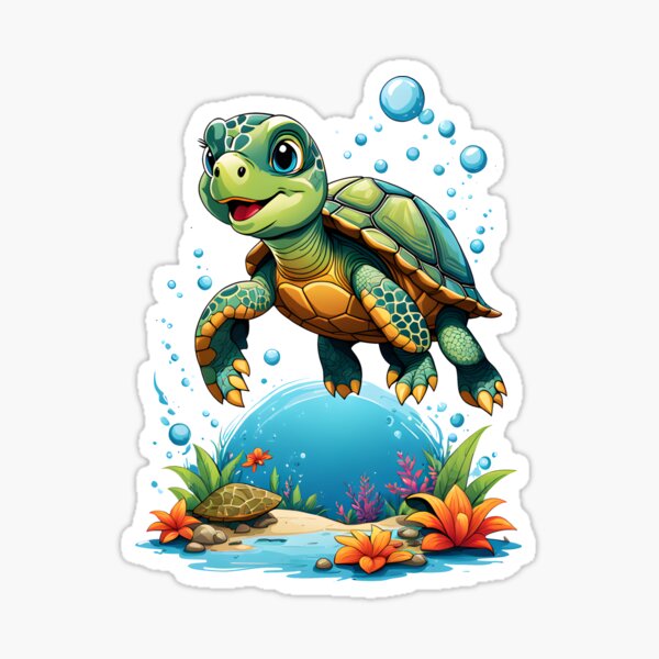 Item preview, Happy swimming Turtle designed and sold by MissQuiss.