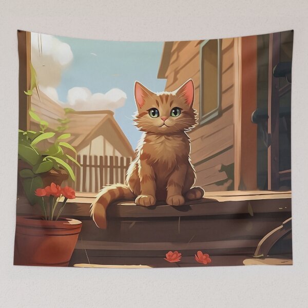 Item preview, Cat Sitting on Porch designed and sold by CatsAndDogs-TF.