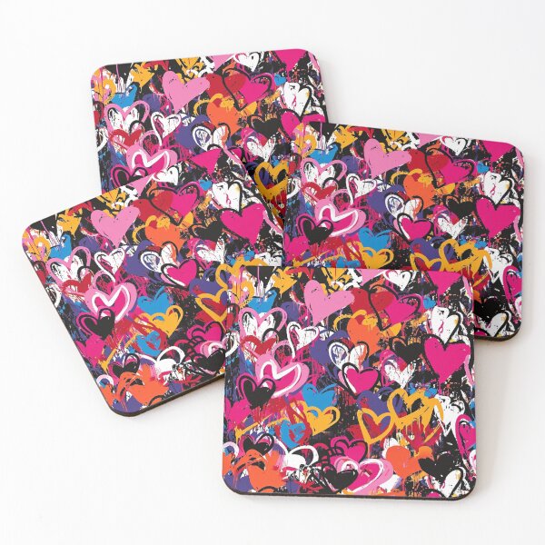 Item preview, Colorful Graffiti Hearts Pattern designed and sold by ArtsyWishy.