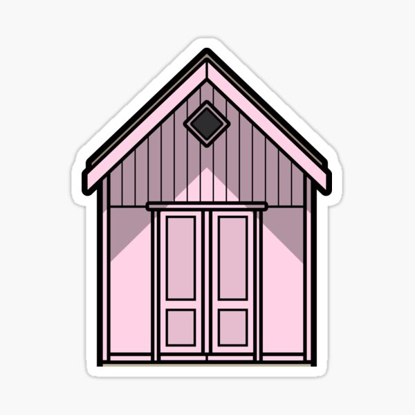 Pink Beach Hut Sticker