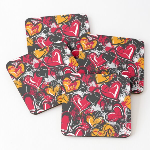 Item preview, Red, Black And Orange Graffiti Hearts Pattern designed and sold by ArtsyWishy.