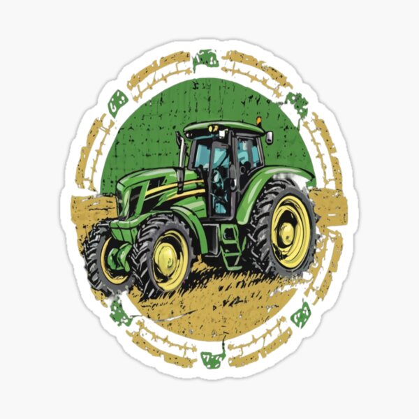 Vista previa del artículo con la obra «Gran tractor verde en la granja», diseñado y vendido por SaNNty.