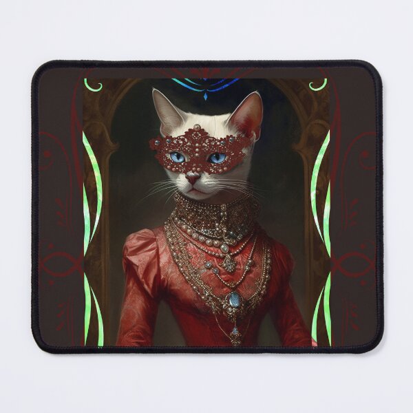 Item preview, Gothic Siamese Cat, Red Mardis Gras Mask with Jewels designed and sold by Art.Fusion.Studio.