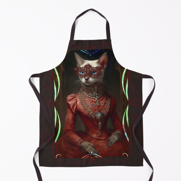 Item preview, Gothic Siamese Cat, Red Mardis Gras Mask with Jewels designed and sold by Art.Fusion.Studio.