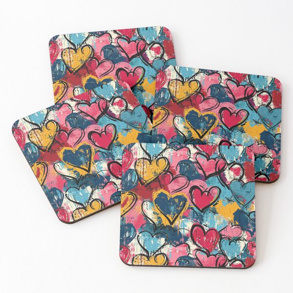Item preview, Colorful Graffiti Hearts Pattern designed and sold by ArtsyWishy.
