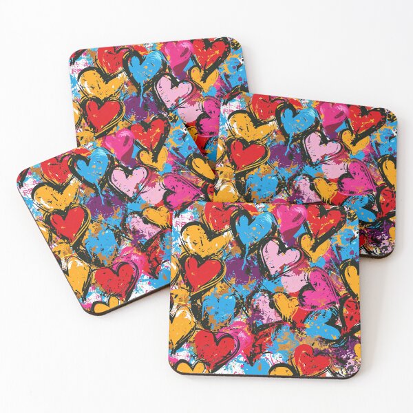 Item preview, Colorful Graffiti Hearts Pattern designed and sold by ArtsyWishy.