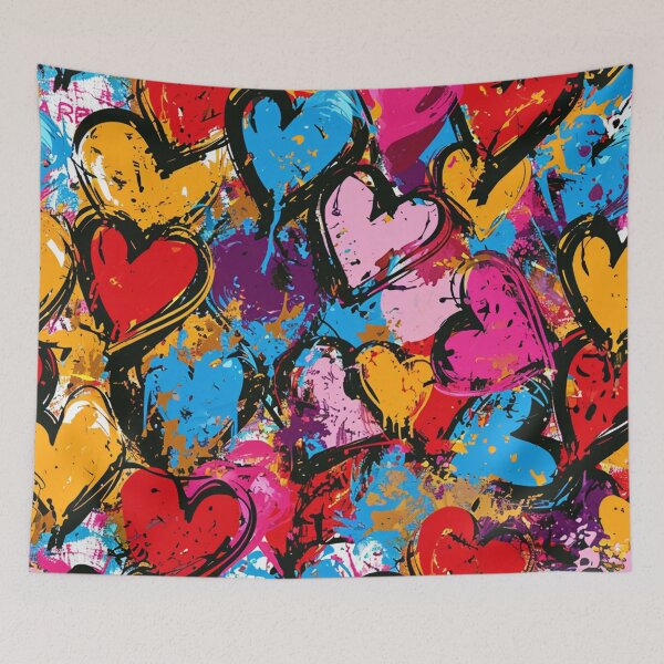 Item preview, Colorful Graffiti Hearts Pattern designed and sold by ArtsyWishy.