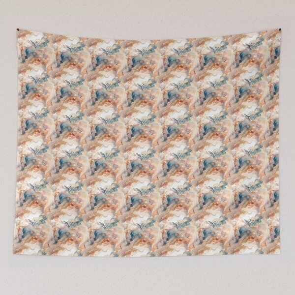 Item preview, Peach Blue Abstract Print Watercolor Style designed and sold by ZodiacKat.