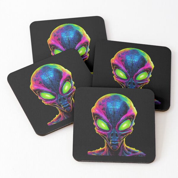 Item preview, Alien portrait in neon colors, extraterrestrial creature designed and sold by Andrea-Design.