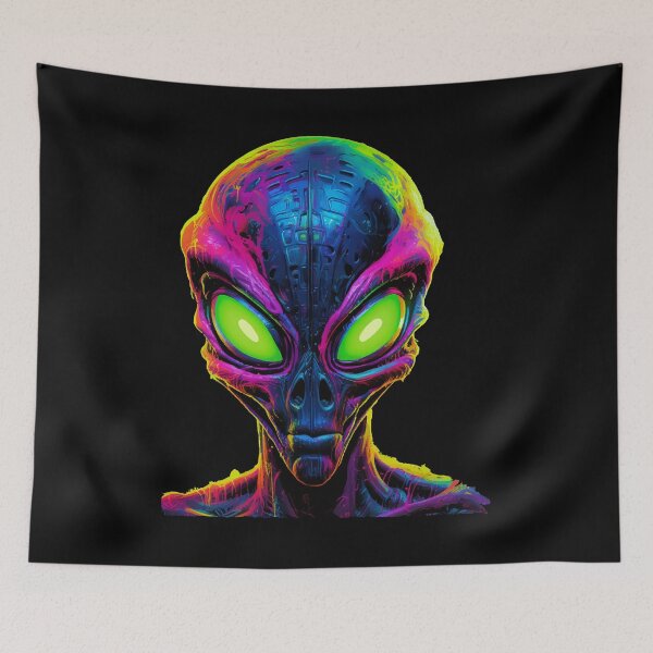 Item preview, Alien portrait in neon colors, extraterrestrial creature designed and sold by Andrea-Design.