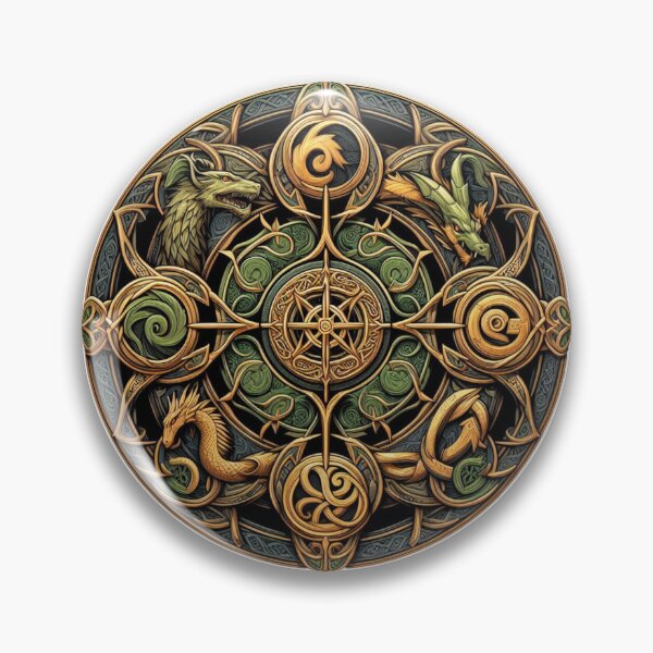 Item preview, Green and Gold Celtic Dragon Circle designed and sold by Gleevon54.