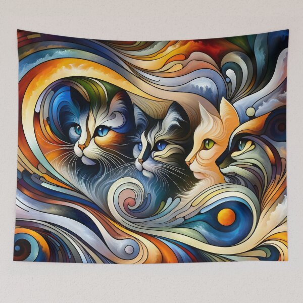 Item preview, Whimsical Whiskers Abstract Portraits of Feline Elegance designed and sold by ArtComixHaven.