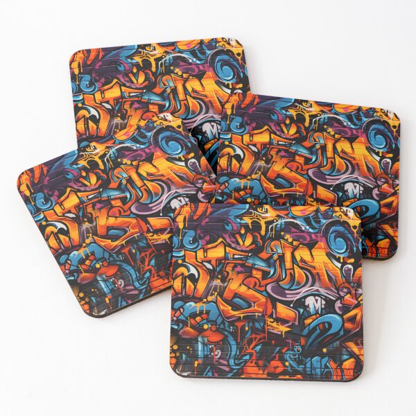 Aperçu de l'œuvre Art Graffiti Orange Et Bleu créée et vendue par ArtsyWishy.
