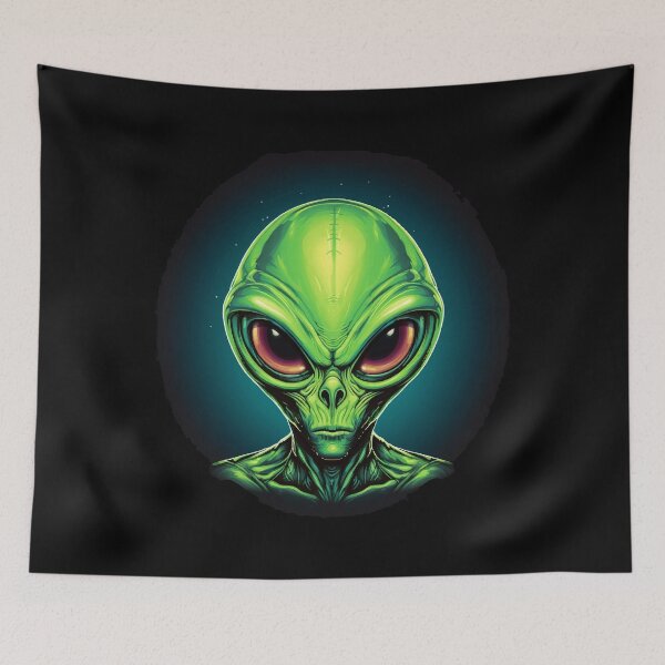 Item preview, Alien portrait in green, extraterrestrial being designed and sold by Andrea-Design.