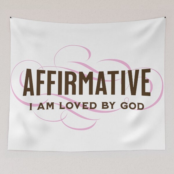 Item preview, Affirmative Positive Message I am Loved By God With Pink Swirls designed and sold by SassyFaithGirl.