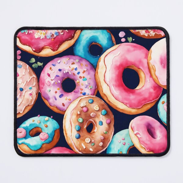 Item preview, watercolor of colorful doughnut patterns designed and sold by soulfulpalette.