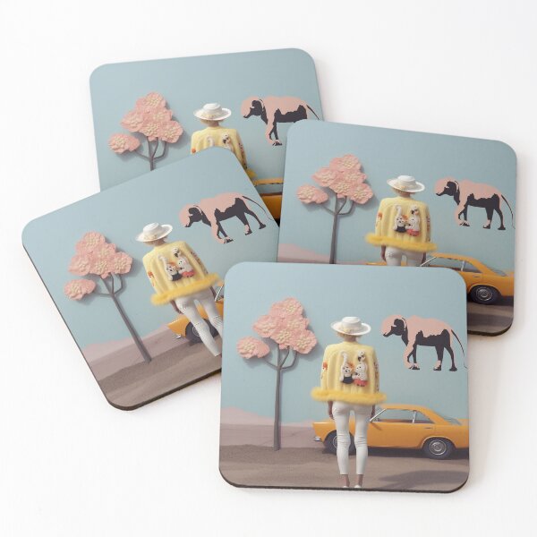 Item preview, Woman and taxi in surreal landscape designed and sold by robledojuliana.