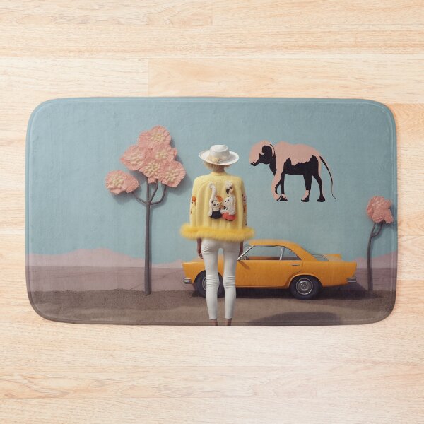 Item preview, Woman and taxi in surreal landscape designed and sold by robledojuliana.
