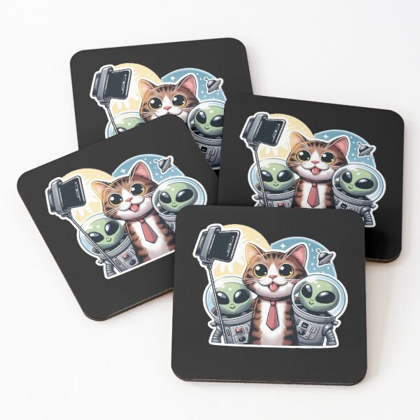 Item preview, Funny Cat Selfie Whit Aliens Cat Lover Ufo Spaceship Funny Aliens Gift  designed and sold by SlocifieShop.