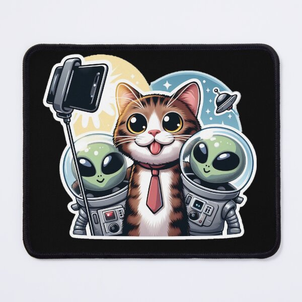 Item preview, Funny Cat Selfie Whit Aliens Cat Lover Ufo Spaceship Funny Aliens Gift  designed and sold by SlocifieShop.