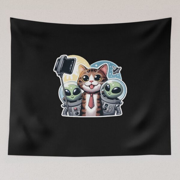 Item preview, Funny Cat Selfie Whit Aliens Cat Lover Ufo Spaceship Funny Aliens Gift  designed and sold by SlocifieShop.