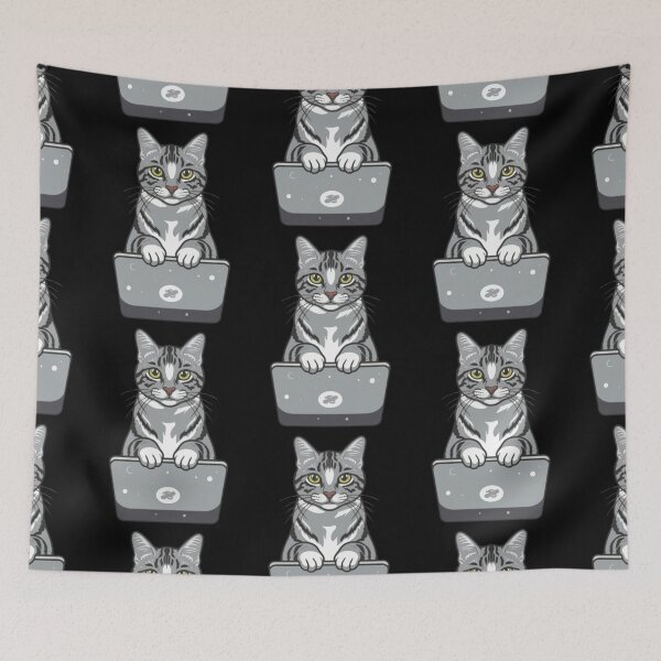 Item preview, American Shorthair with laptop designed and sold by Blemenowo.