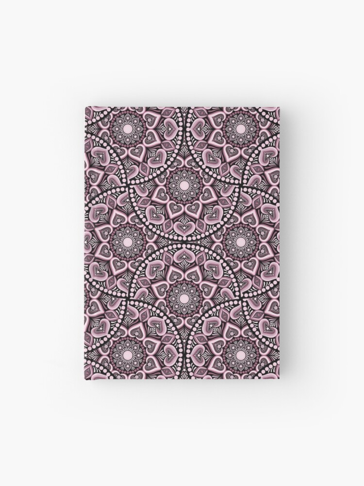 Journal, Dusky Rose Hearts Forever Dot Mandala Mirrored Scallop designed and sold by Triplicate Limited