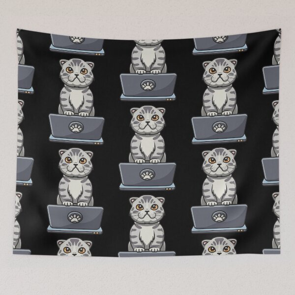 Item preview, Scottish Fold with laptop designed and sold by Blemenowo.