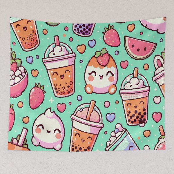 Item preview, Bubble Tea Pattern, cute kawaii designed and sold by asbno19.