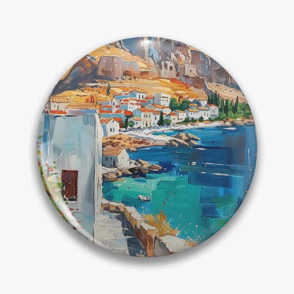 Item preview, Lindos Seaside Elegance: Vibrant Harbor View designed and sold by smartart42.