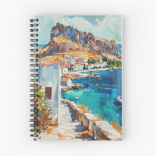 Item preview, Lindos Seaside Elegance: Vibrant Harbor View designed and sold by smartart42.