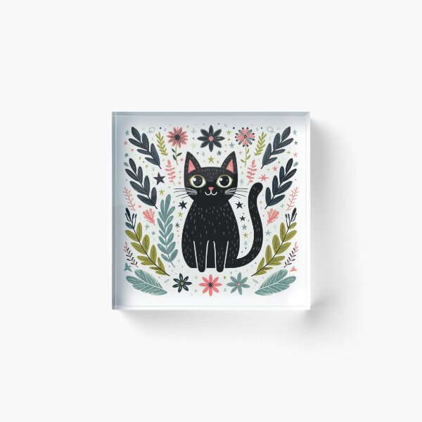 Item preview, Floral Feline Elegance: Black Cat in Nature designed and sold by Hirazubair.
