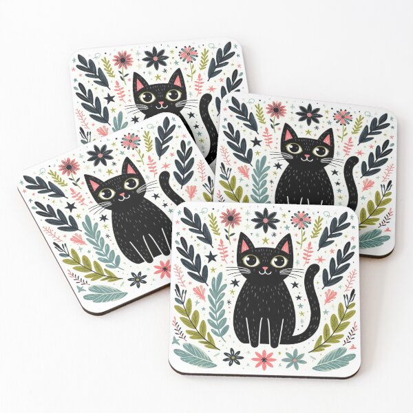 Item preview, Floral Feline Elegance: Black Cat in Nature designed and sold by Hirazubair.