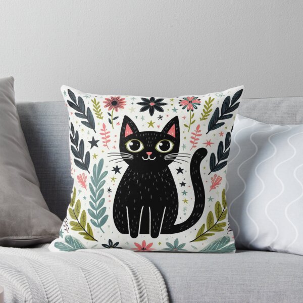 Item preview, Floral Feline Elegance: Black Cat in Nature designed and sold by Hirazubair.