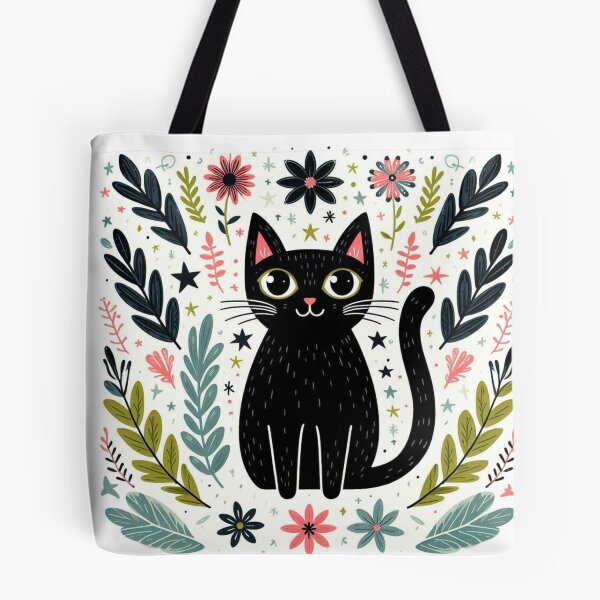 Item preview, Floral Feline Elegance: Black Cat in Nature designed and sold by Hirazubair.