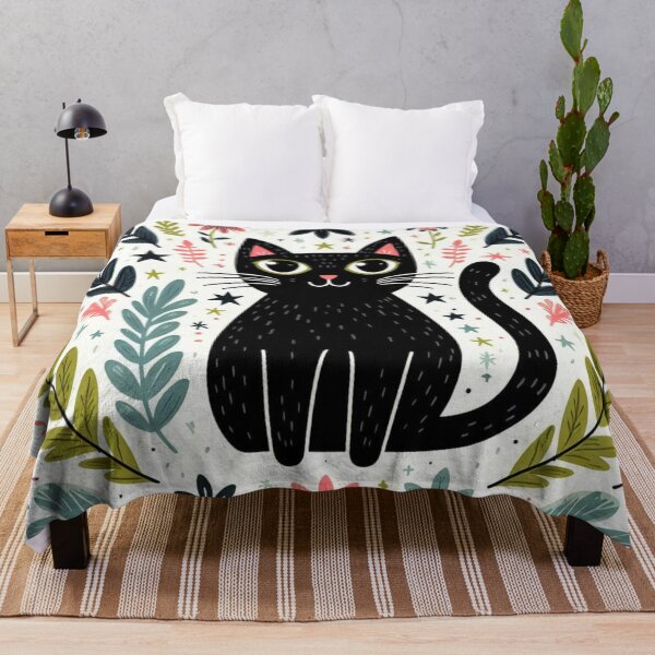 Item preview, Floral Feline Elegance: Black Cat in Nature designed and sold by Hirazubair.