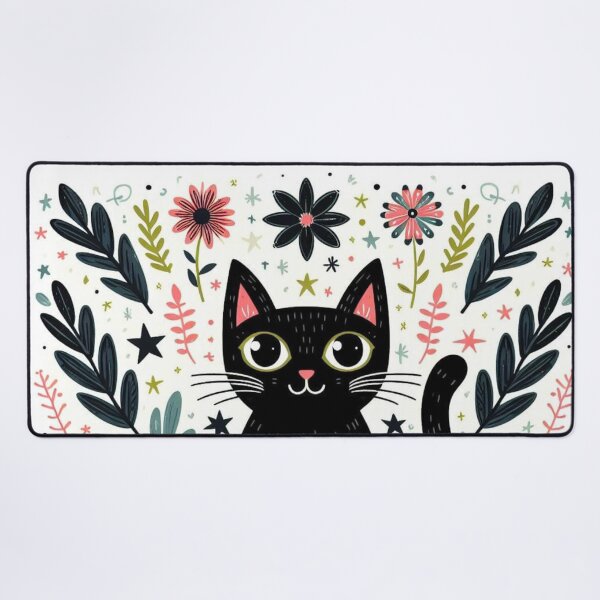 Item preview, Floral Feline Elegance: Black Cat in Nature designed and sold by Hirazubair.