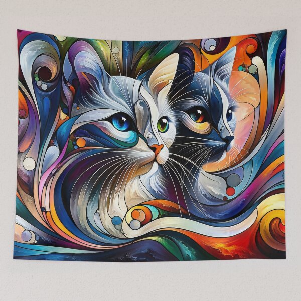 Item preview, Whimsical Whiskers Abstract Portraits of Feline Elegance designed and sold by ArtComixHaven.