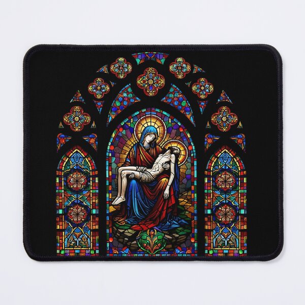 Item preview, Pieta Jesus Stained Glass Window designed and sold by LoveLabDesign.